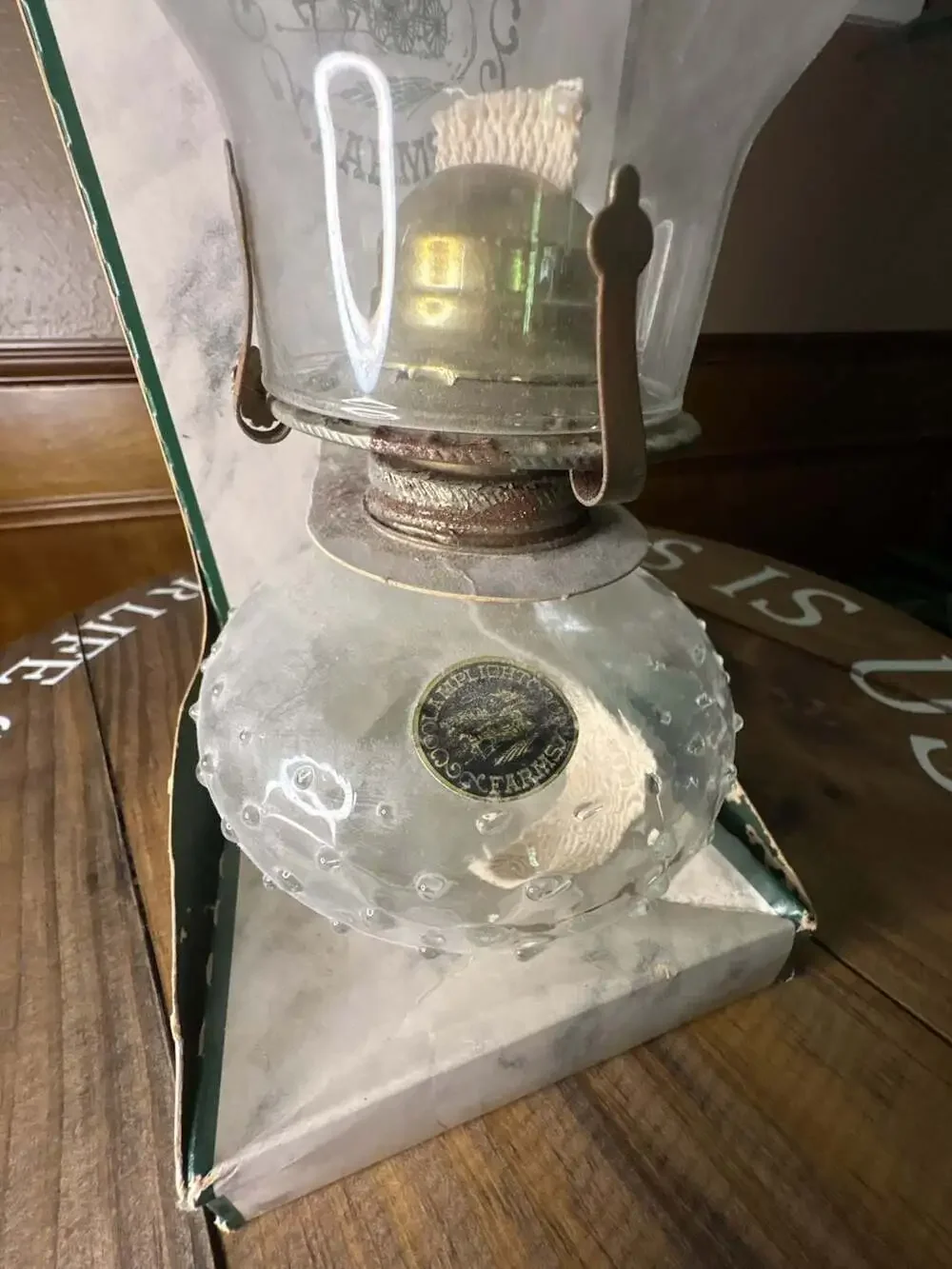 Lamplight Farms Vintage Hobnail Glass Hurricane Oil Lamp
